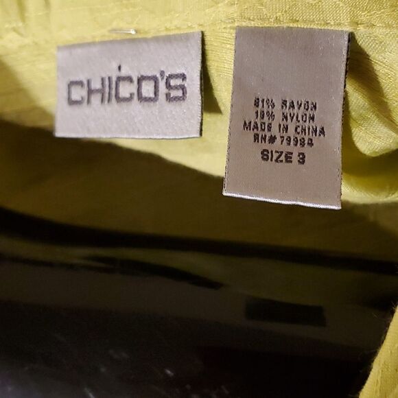 CHICO'S WOMAN LIME BUTTON FRONT SHIRT 3 - Picture 2 of 6